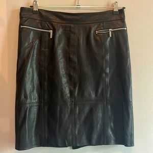 High Quality Lined Black Leather skirt w zipper detail. Excellent condition.